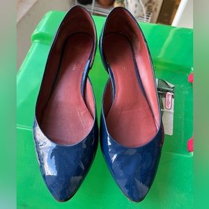 Bottega Veneta D'orsay Patent leather Blue Flats Size 37.5 or 6.5 US